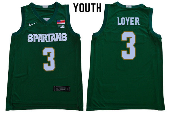 2019-20 Youth #3 Foster Loyer Michigan State Spartans College Basketball Jerseys Sale-Green